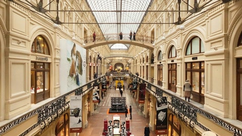 Indoor shopping atrium with balconies — Stillmotion