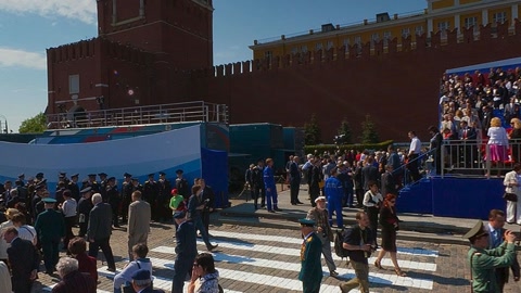 Crowded plaza with military ceremony — Stillmotion