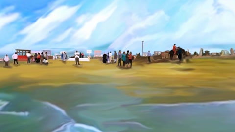People standing in shallow beach water — Stillmotion