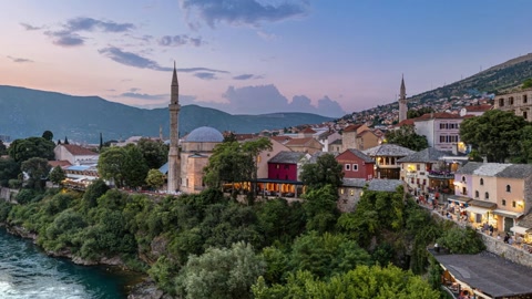 Stone village by a river valley — Stillmotion