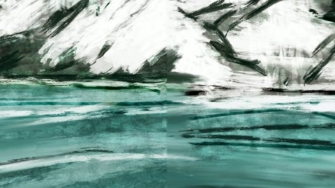 Snowy ice shelf over turquoise water — Stillmotion
