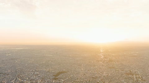 Aerial cityscape at sunset — Stillmotion