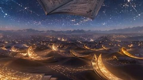 Night desert with glowing dunes — Stillmotion