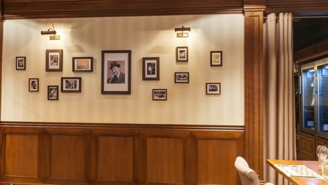 Elegant restaurant interior with brick walls — Stillmotion