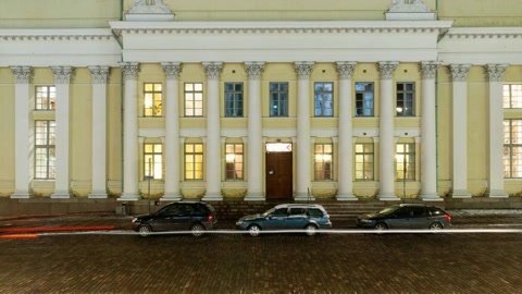 Snowy night city architecture — Stillmotion