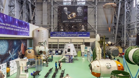 Spacecraft modules in exhibition hall — Stillmotion