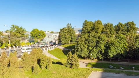 Urban plaza with historic buildings — Stillmotion