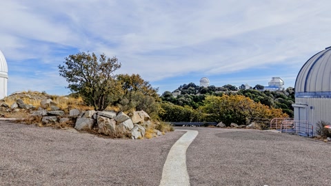 SARA, Burrell Schmidt, and Visitor Center Roll Off Roof Telescopes 360 Panorama — Stillmotion