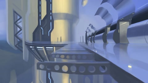 Futuristic city platform over coastal cliffs — Stillmotion