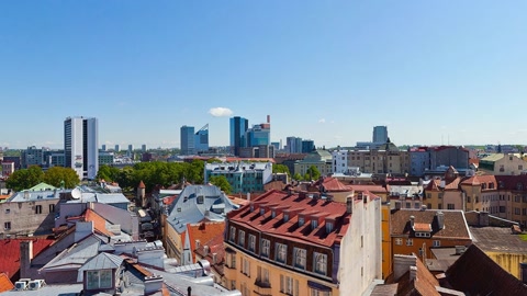 Historic old town rooftops and church towers — Stillmotion