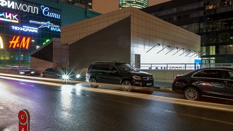 Night promenade with illuminated city street — Stillmotion