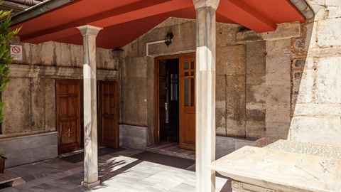Stone courtyard with memorial tombs — Stillmotion