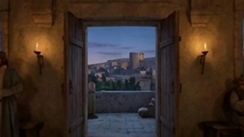 Ancient chamber with seated men — Stillmotion