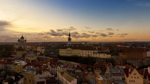 Historic village rooftops at sunset — Stillmotion