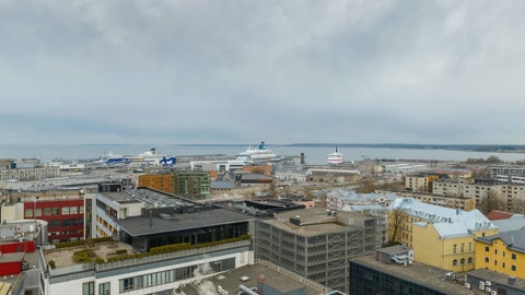 City skyline over dense urban district — Stillmotion