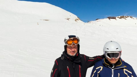 Ski slope with skiers and poles — Stillmotion