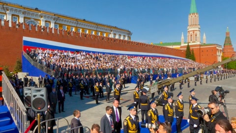Military parade in a city plaza — Stillmotion
