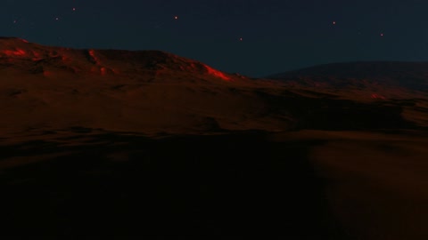 Night desert with futuristic spacecraft — Stillmotion