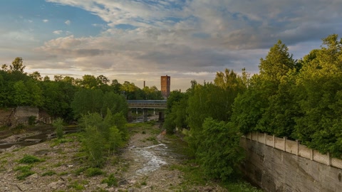 Moat water under cloudy skies — Stillmotion