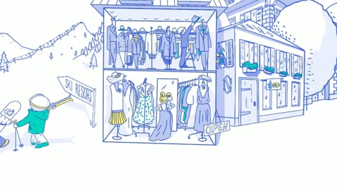 Child's room interior with resort scenes — Stillmotion