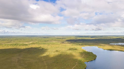 Tundra wetlands with lakes and forest — Stillmotion