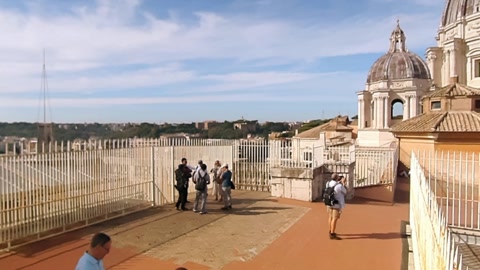 Rooftop terrace with cathedral statues — Stillmotion