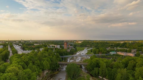 Aerial industrial complex and river views — Stillmotion
