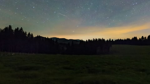 Night hayfield under starry sky — Stillmotion