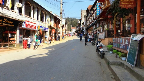 Street with pedestrians and shops — Stillmotion
