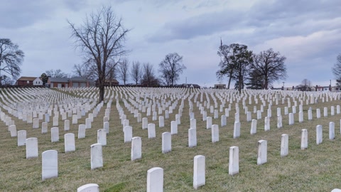 Cemetery with rows of white headstones — Stillmotion