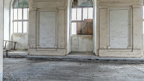 Abandoned hall with arched windows — Stillmotion