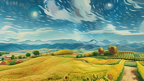 Cultivated fields with rolling hills — Stillmotion