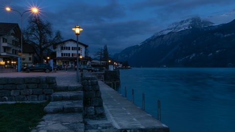 Lakeside village at dusk — Stillmotion