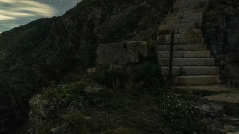 Cliff stairs at night — Stillmotion