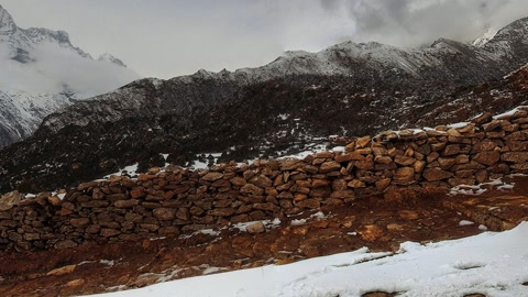 Snowy mountain peaks and valley — Stillmotion