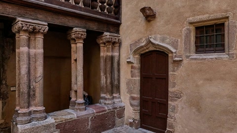 Historic courtyard with stone stairways — Stillmotion