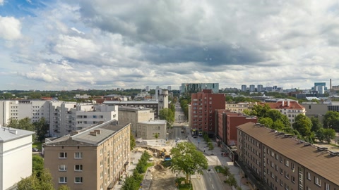 Downtown city skyline and construction site — Stillmotion