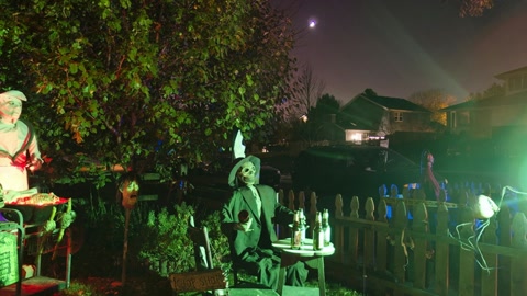 Halloween yard display at night — Stillmotion