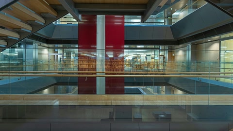 Library mezzanine with glass walkways — Stillmotion