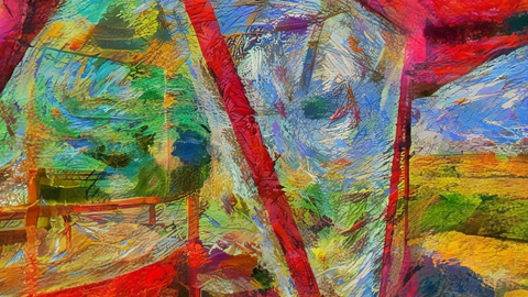 Art studio with painted seascape — Stillmotion