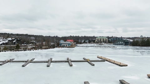 Frozen marina with docked boats — Stillmotion