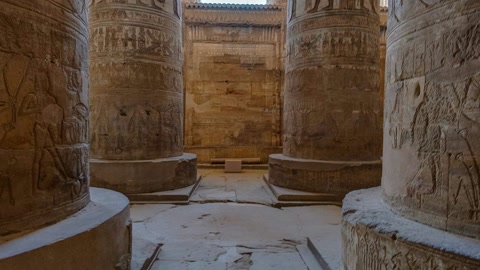 Carved stone burial chamber interior — Stillmotion