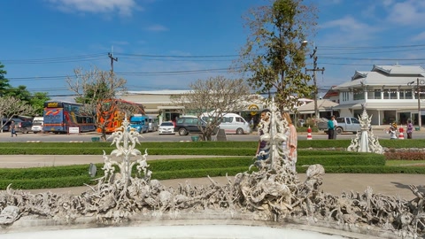 Decorative garden with visitors and temple — Stillmotion