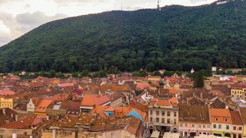 Historic village with twin church towers — Stillmotion
