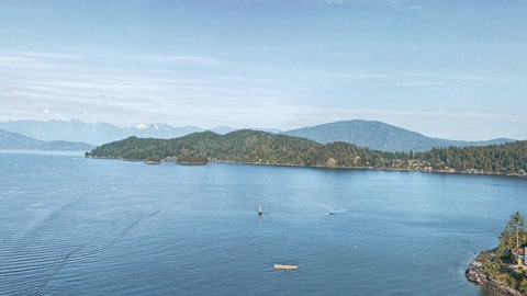 Aerial coastal town and marina — Stillmotion
