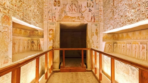 Decorated ancient burial chamber interior — Stillmotion